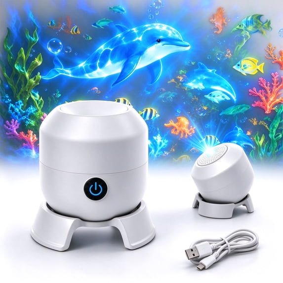 2Pcs Ocean Projector Light, 360° Rotating Underwater World Night Light ...