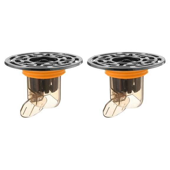 2Pcs Odor Proof Floor Drain, ABS Shower Floor Drain Backflow Preventer Anti-Clogging for Kitchen (Grey Clear Orange)