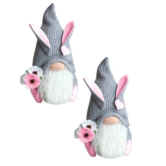 2Pcs Offer Countdown! Man Flower And Gift Spring Easter Bunny Doll Bunny Decor Home Old Easter Ornament Desktop Ornament Desktop Ornament Practical Home Decor