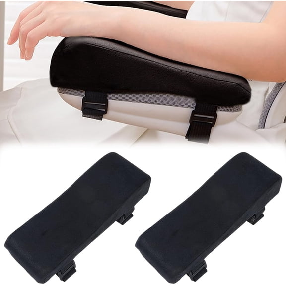 2Pcs Office Chair Armrest Pads Arm Rest Pillow Black Removable Washable Memory Foam Cushions Covers for Ergonomic Desk Computer Gaming