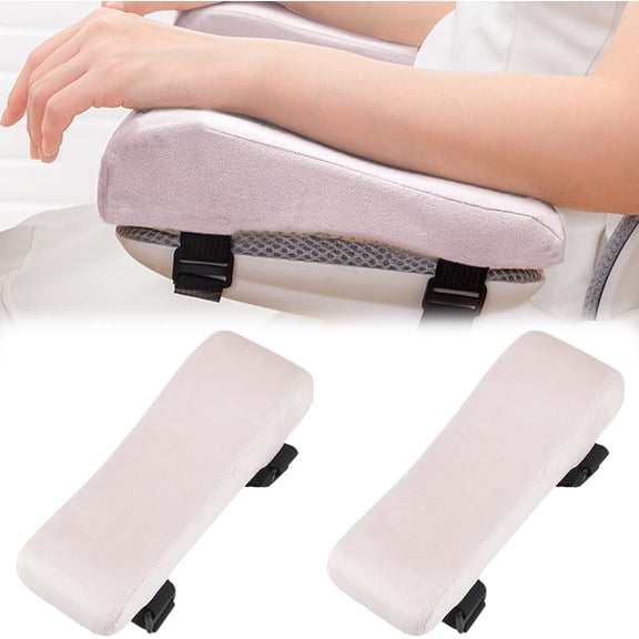 2Pcs Office Chair Armrest Pads Covers Arm Cushions Pillow Pink Memory Foam Pad Removable Washable for Ergonomic Desk Computer Gaming