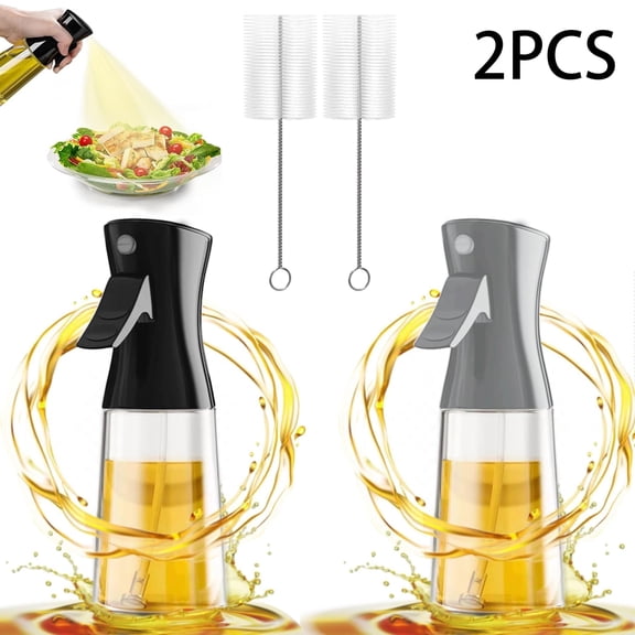 2Pcs Oil Sprayer for Cooking - 180ml Glass Olive Oil Sprayer Mister with Brush, Olive Oil Dispenser Bottle, Thick Glass, Kitchen Gadgets Accessories