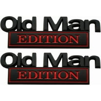 2Pcs Old Man Edition Emblems 3D Metal Badge Side Rear Tailgate Bumper Decal Nameplate Sticker for Car Truck (Black Red)