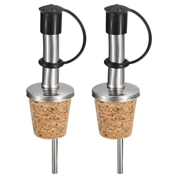 2Pcs Olive Oil Spout with Rubber Dust Caps, Cork Design Wine Bottle Stoppers for Pours Liquid, Olive Oil, Wine, Vinegar