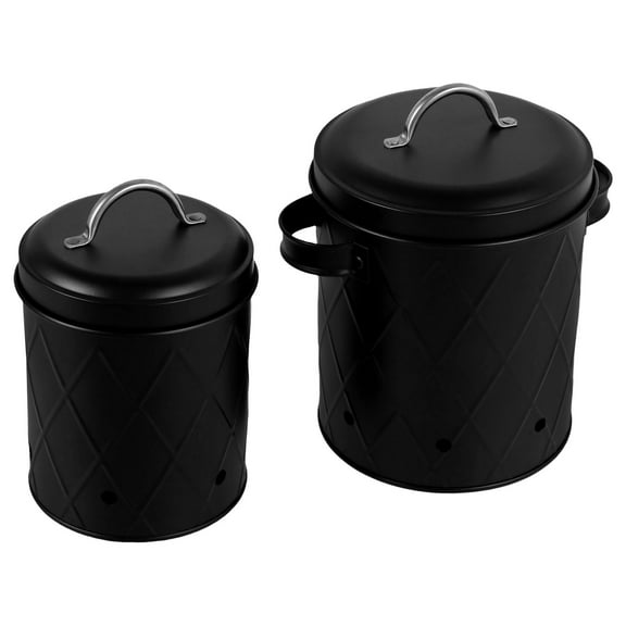 2Pcs Onion Storage Canister 2 Sizes Potato Storage Bins Carbon Steel Garlic Storage Bin Breathable Vegetable Storage Tins Practical Potato and Onion Storage for Home Kitchens