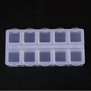 2Pcs Organizer Cuboid Plastic Bead Containers Flip Top Bead Storage Boxes White Adjustable Dividers Boxes 10 Compartments Craft Storage Cases with Hinged Lid for Small Items