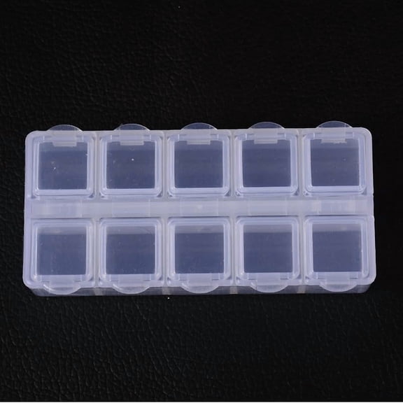 2Pcs Organizer Cuboid Plastic Bead Containers Flip Top Bead Storage Boxes White Adjustable Dividers Boxes 10 Compartments Craft Storage Cases with Hinged Lid for Small Items