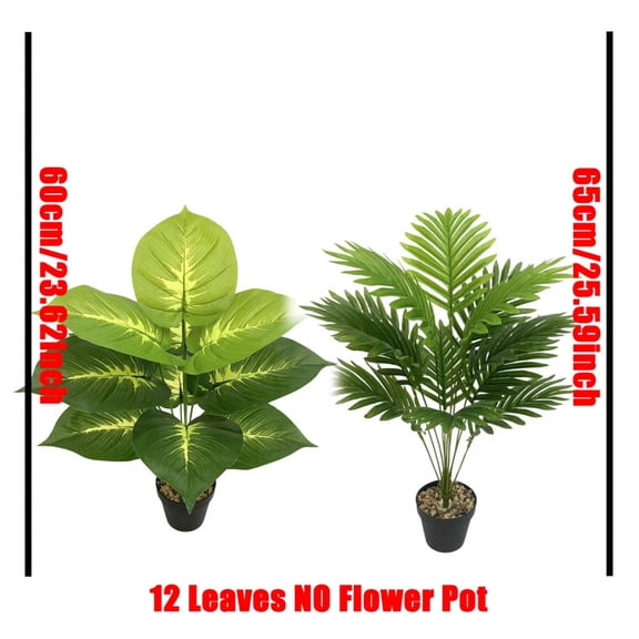 2Pcs Outdoor Artificial Green Plants with 24 Leaves Nordic-style Banana Leaf Palm Trees Designed Tropical Rainforest Landscapes