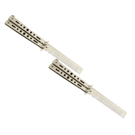 2Pcs Outdoor Camping Practice Comb Practice (Not Edged) Butterfly Comb Practice Tool Practice Swing Comb Suitable For Beginners Cutter