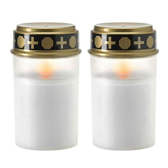 2Pcs Outdoor Cemetery Ritual Waterproof Candle Lamp Solar Powered Eletric Light