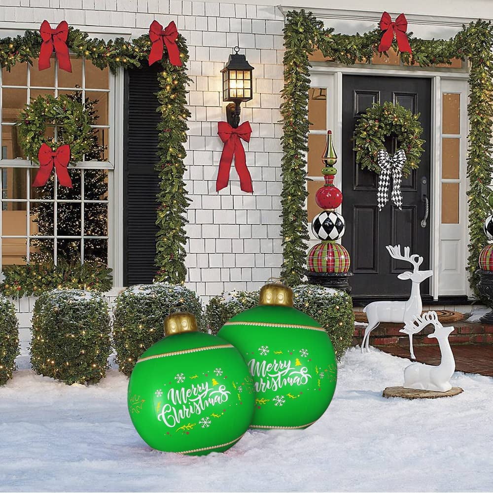 2Pcs Outdoor Christmas PVC Inflatable Decorated Ball Giant Merry