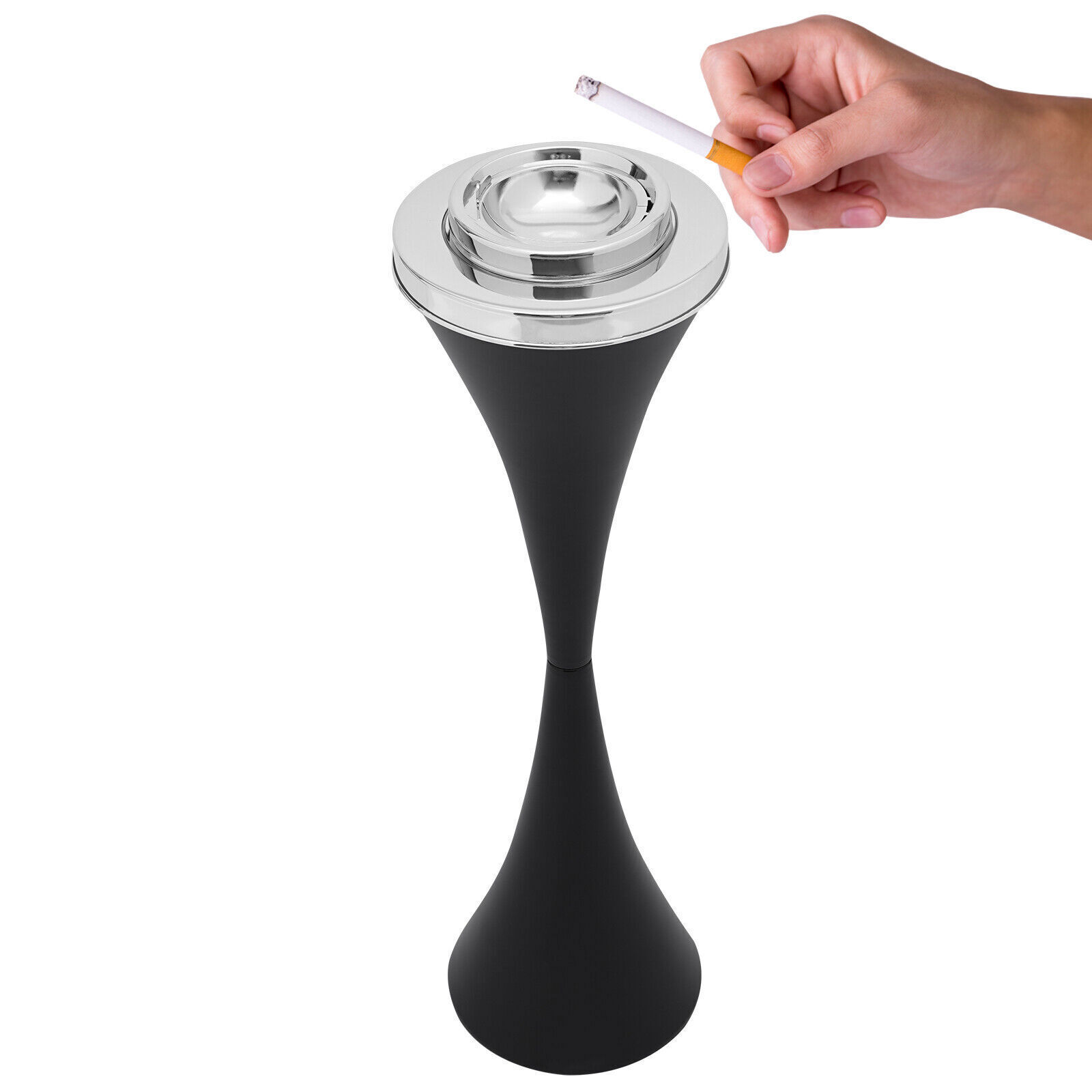 2Pcs Outdoor Cigarette Ashtray, Commercial Cigarette Disposal Black