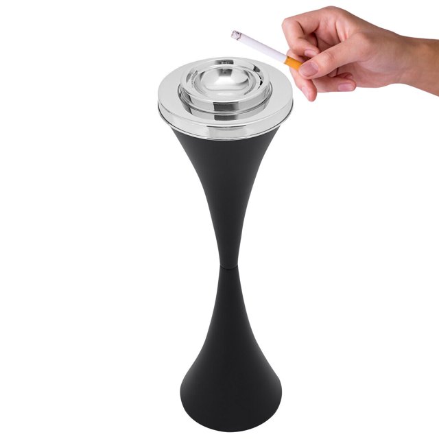 2Pcs Outdoor Cigarette Ashtray, Commercial Cigarette Disposal Black