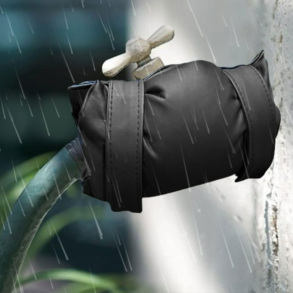 2Pcs Outdoor Faucet Covers For Winter Freeze Protection Pu Outside Garden Faucet Socks For Winter Waterproof Reusable Hose Bibs Insulated Spigot Cover(Black-26X18Cm)