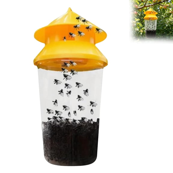 2Pcs Outdoor Fly Traps, Fly Traps Outdoor Hanging, Reusable Fly Trap for Patio, Insect Bug Catcher Killer for All Filth Flies with Ties, Outside Bug Control Yard Ranch