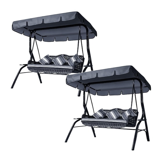 2Pcs Outdoor Porch Swing With Adjustable Ceiling Outdoor Terrace Gliding Swing Without Heavy Bracket Suitable For Terrace Backyard Garden Protective Cover