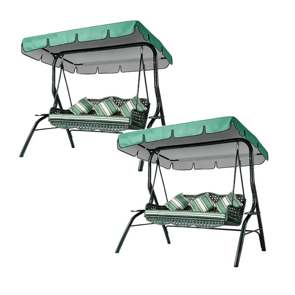 2Pcs Outdoor Porch Swing With Adjustable Ceiling Outdoor Terrace Gliding Swing Without Heavy Bracket Suitable For Terrace Backyard Garden Protective Cover