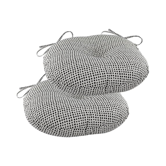 2Pcs Outdoor Round Chair Cushions With Ties, Water Repellent Tufted Patio Seat Cushions, Thick Bistro Chair Pads For Garden, Dining, Bar Stool 15.0X3.1" Happy Day!