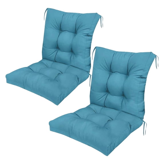 2Pcs Outdoor Waterproof High Back Chair Cushion Thick Tufted Patio Seat Back Pad for Garden Office Dining Indoor Outdoor Furniture