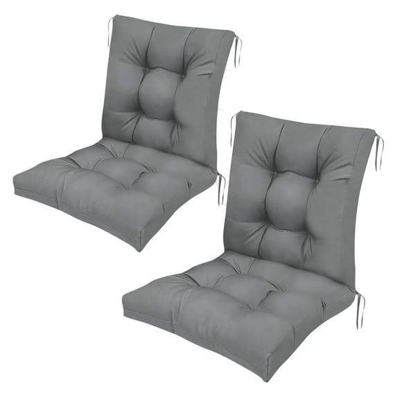 2Pcs Outdoor Waterproof High Back Chair Cushion Thick Tufted Patio Seat Back Pad for Garden Office Dining Indoor Outdoor Furniture