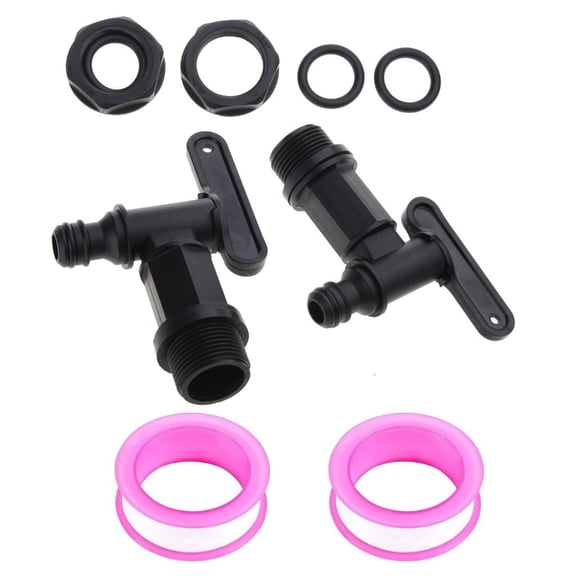 2Pcs Outlet Tap for Rain Butt Tap for Rainwater Butt Outlet Tap for Rain Butt 3/4Inch Replacement Tap with Seal Lock Nut