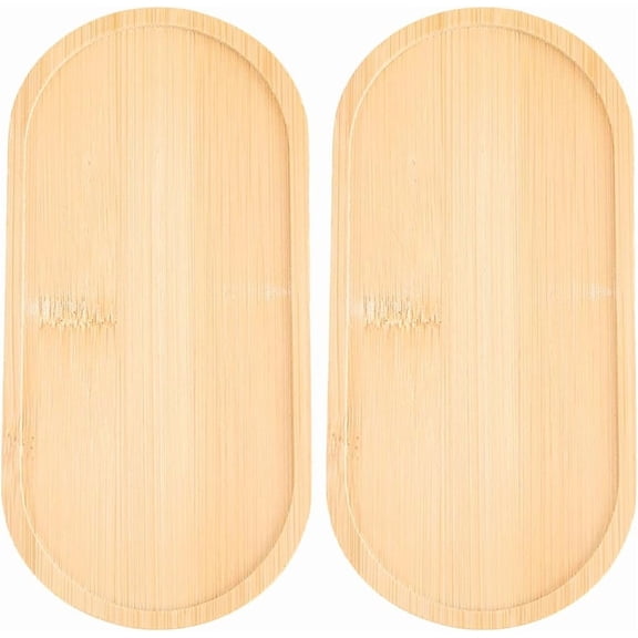 2Pcs Oval Wood Tray Wooden Dish Plates Natural Rustic Round Decorative Incense Board Platter Food Serving Plate Dishes for Kitchen Living Home Decor Charcuterie Cheese Fruit 6.5" x 3.1"