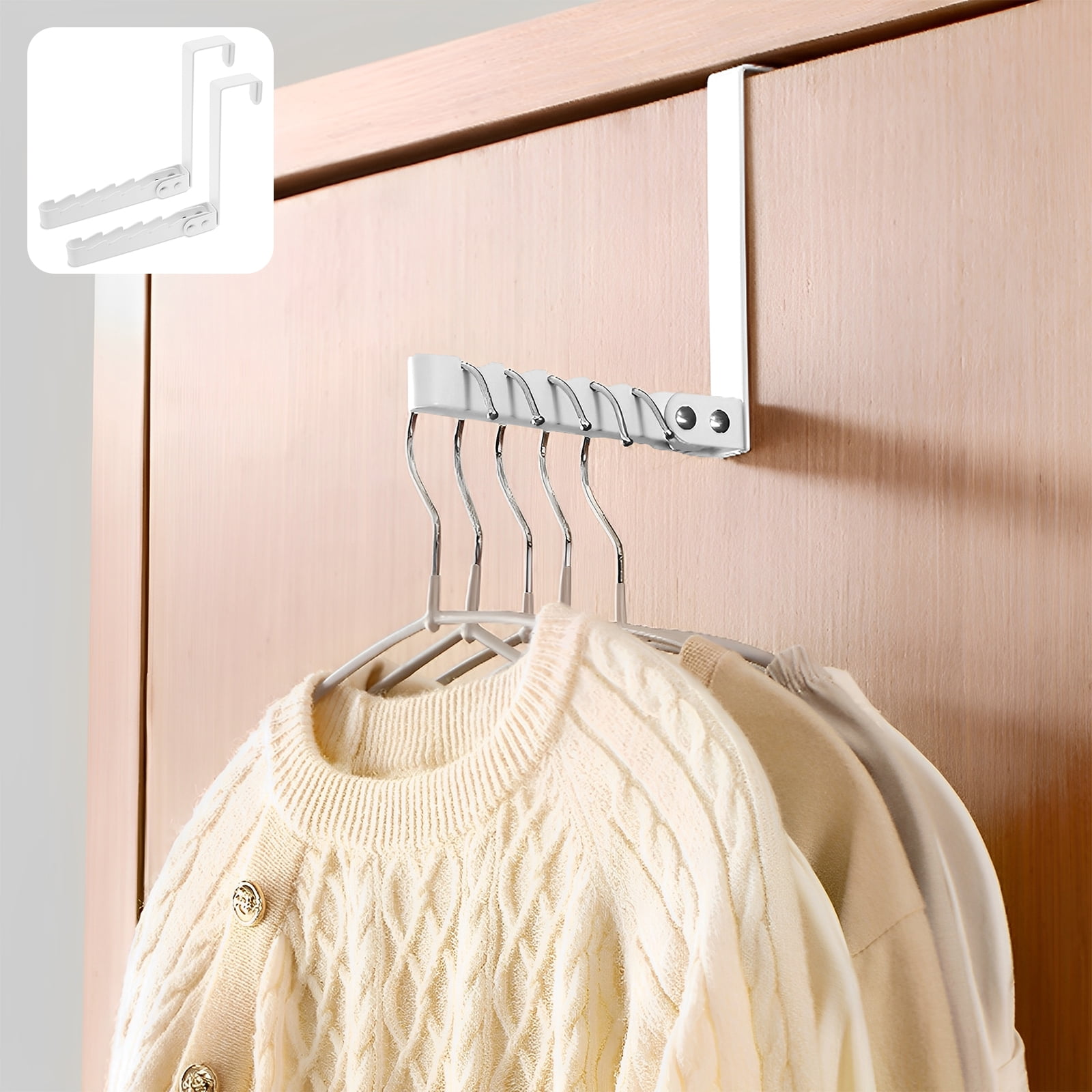 HAOXYO Door Hooks,Over Door Hanger,Coat Hooks For Door,Foldable Over Door Drying Laundry Rack Hooks,Bathroom Door Hook For Coat,Towel,Bag,Robe(1 Pack - View #9