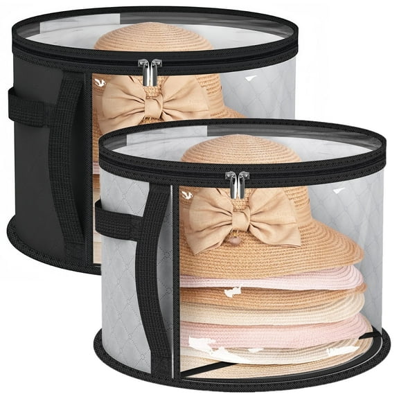 JSEMOY Oversized Clear Hat Organizer, Holds Up to 7 Caps, Grey, Black, 2Pcs