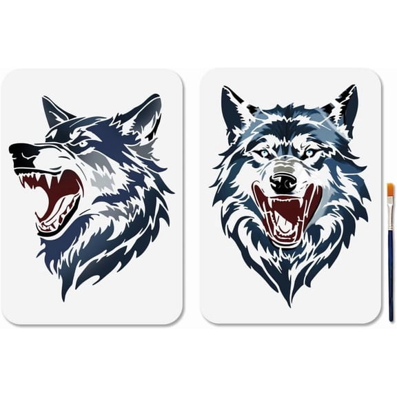 2Pcs PET Hollow Out Drawing Painting Stencils for DIY Scrapbook Photo Album Wolf 297x210mm 1pc/style DIY