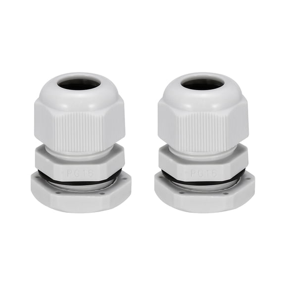 2Pcs PG16 Cable Gland Waterproof Joint Adjustable White for 10mm-13mm Dia Wire