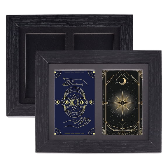 2Pcs PSA Graded Card Display Frame Black Trading Card Display Frame Wall Mounted Comic Card Display Box 8.15x9.72 Inch 2 Crads
