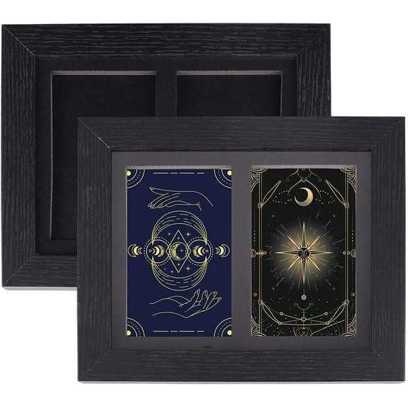 2Pcs PSA Graded Card Display Frame Black Trading Card Display Frame Wall Mounted Comic Card Display Box for Baseball Football Basketball Card 8.15x9.72 Inch 2 Crads Black