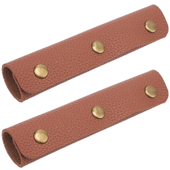 2Pcs PU Leather Luggage Handle Wrap Covers Handle Grip Protector with Brass Snap Button Rectangle for Suitcase Handbag Rectangle Bronze diy