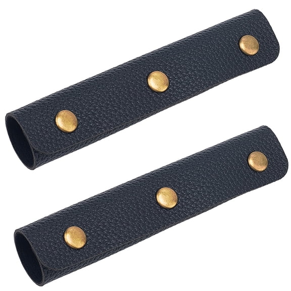 2Pcs PU Leather Luggage Handle Wrap Covers Handle Grip Protector with Brass Snap Button Rectangle for Suitcase Handbag Rectangle