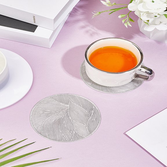 2Pcs PVC Hot Pads Cup Mats Flat Round Heat Resistant Mat White Reusable Cup Holders for Home Decor Tabletop Protection House Car