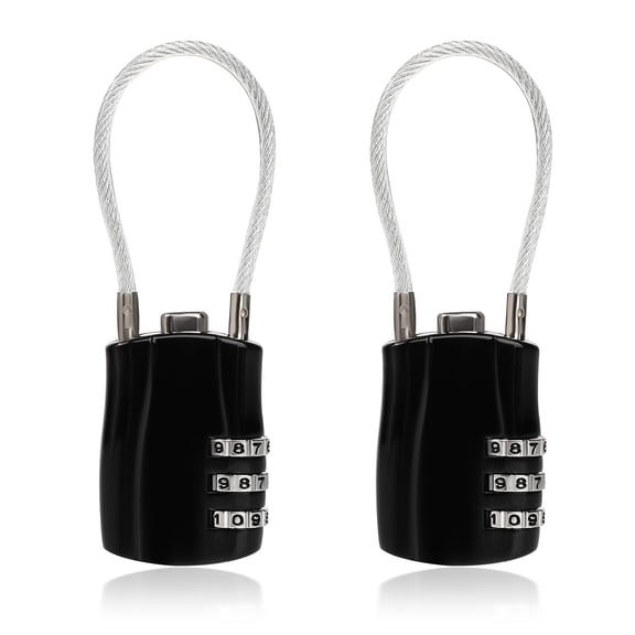 2Pcs Padlock Combination 4-Digit Combination Padlock Cable Lock Extra Long Cable – Personalized Password,Cable Lock，Black