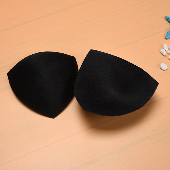 2Pcs Pads for No Steel Ring Bra Sports Underwear Matching Sponge Pad Removable Insert Chest Pad for Woman (One Size, Black)