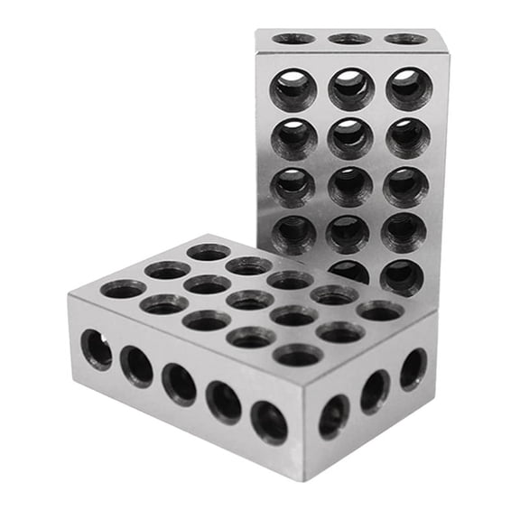 2Pcs/Pair 23 Holes 25-50-75Mm Blocks Gauge Hardened Steel Parallel Block Set Matched Machinist Milling Tool,2 x Matched block,Silver