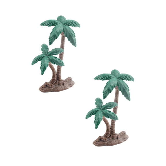2Pcs Palm Tree Decorations, Tropical Coconut Palm Tree Model, Rainforest Diorama Supplies, Building Model Tree, Cake Topper, Architecture Tree, Artificial Coconut Palm Tree 3.3X2.3X2.1"