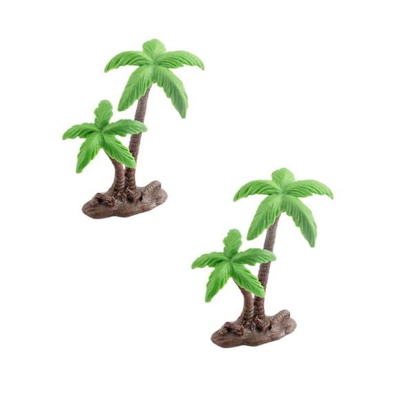 2Pcs Palm Tree Decorations, Tropical Coconut Palm Tree Model, Rainforest Diorama Supplies, Building Model Tree, Cake Topper, Architecture Tree, Artificial Coconut Palm Tree 3.3X2.3X2.1"