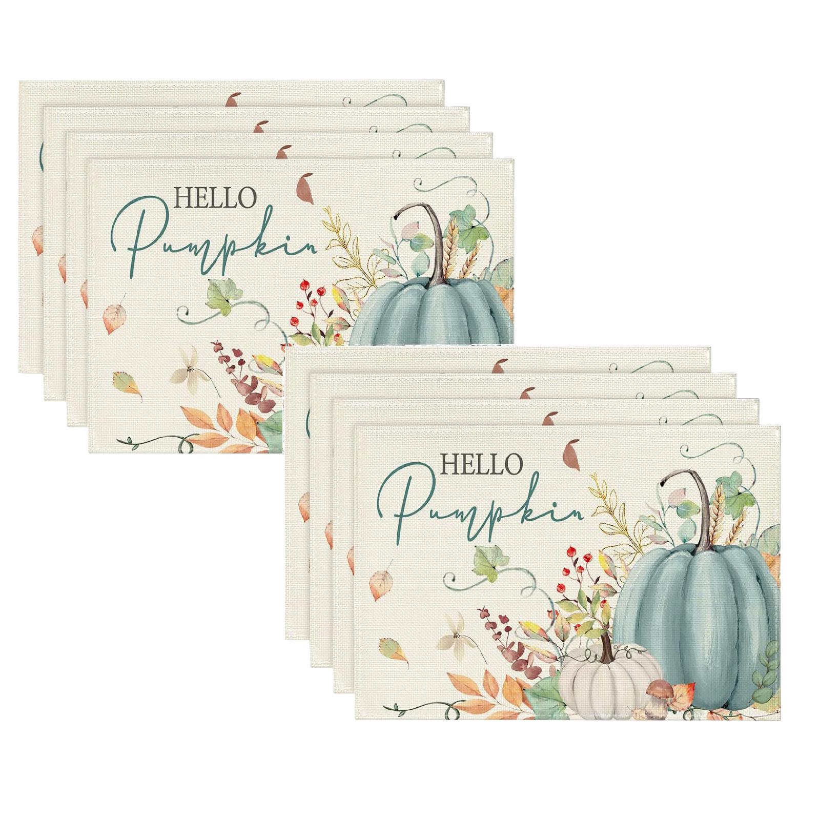 2Pcs Pan Dividers 4Pcs Autumn Maple Printed Polyester Placemat Festive