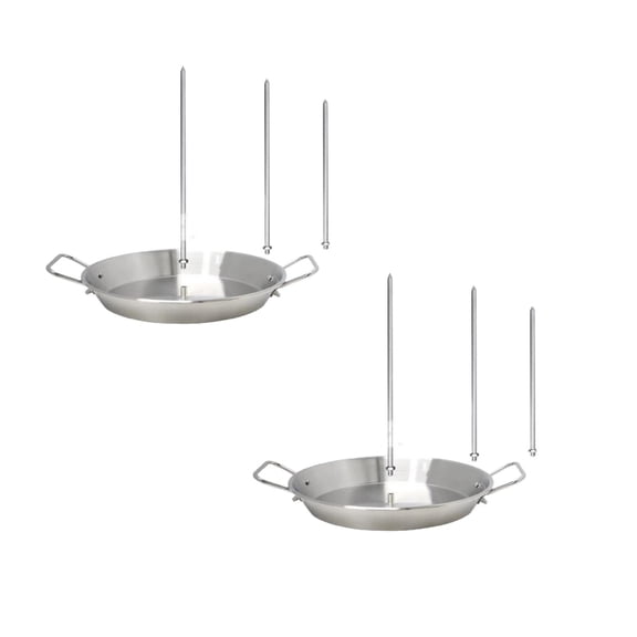 2Pcs Pan With Skewer Cooking Plate 304 Stainless Steel Vertical Skewer Pan Vertical Pan With 3 Removable Spikes(8/10 Barbecue Grill