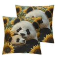 2Pcs of Panda Cushion Covers Room Decor,Cute Panda Family Pillow Covers