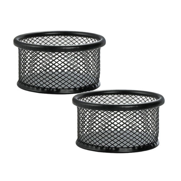 2Pcs Paper Clam Clip Storage Wire Mesh Clip Circular Stackable Mesh Bowl Pin And Accessories Black Desk Suitable For Homes And Schools Office&Craft&Stationery Practical Home Decor