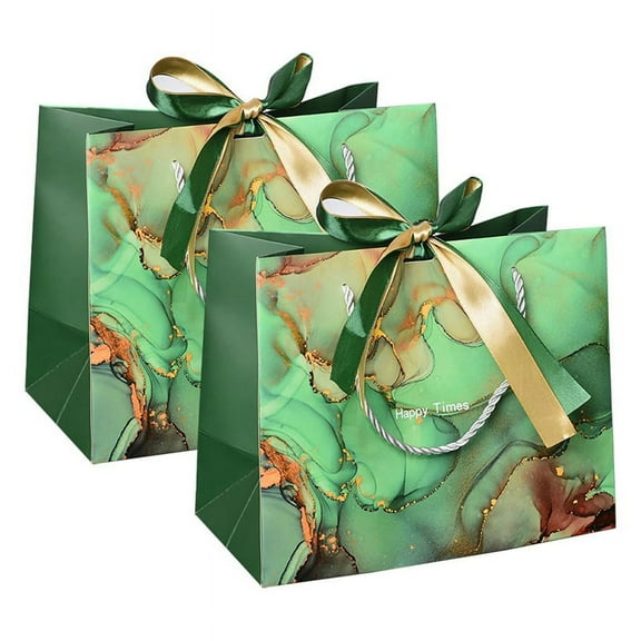 2Pcs Paper Gift Bags with Ribbon for Birthday, Wedding, Christmas