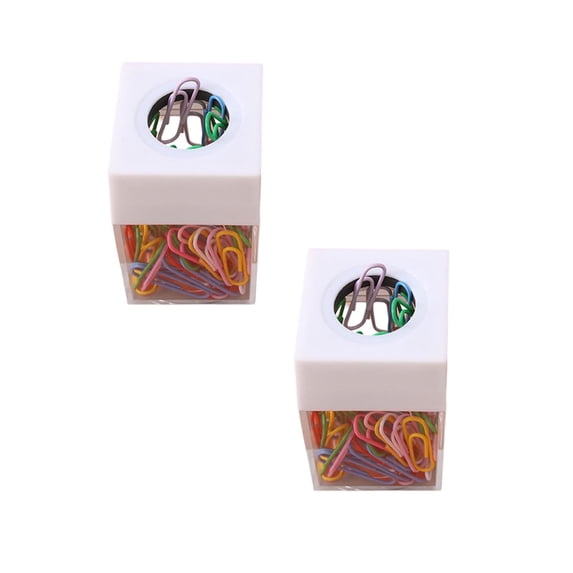 2Pcs Paperclip Holders For Desk Paper Clip Storage For Desk Adorable Paperclip Holder Transparent Paper Clip Holder Desktop Paper Clip Dispenser For Desk Supplies Organizer Accessories