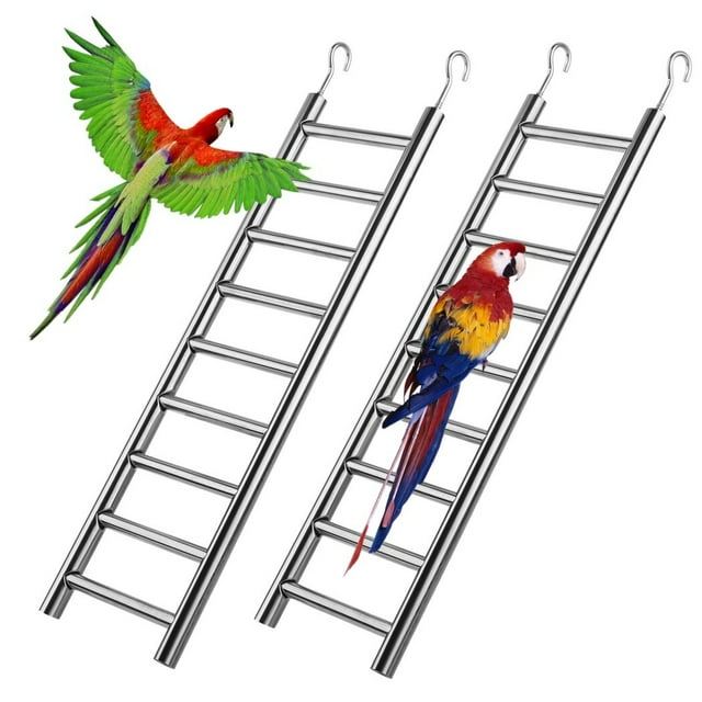 2Pcs Parrot Ladders, 9Step Bird Exercise Toy Play Ladder with Hooks
