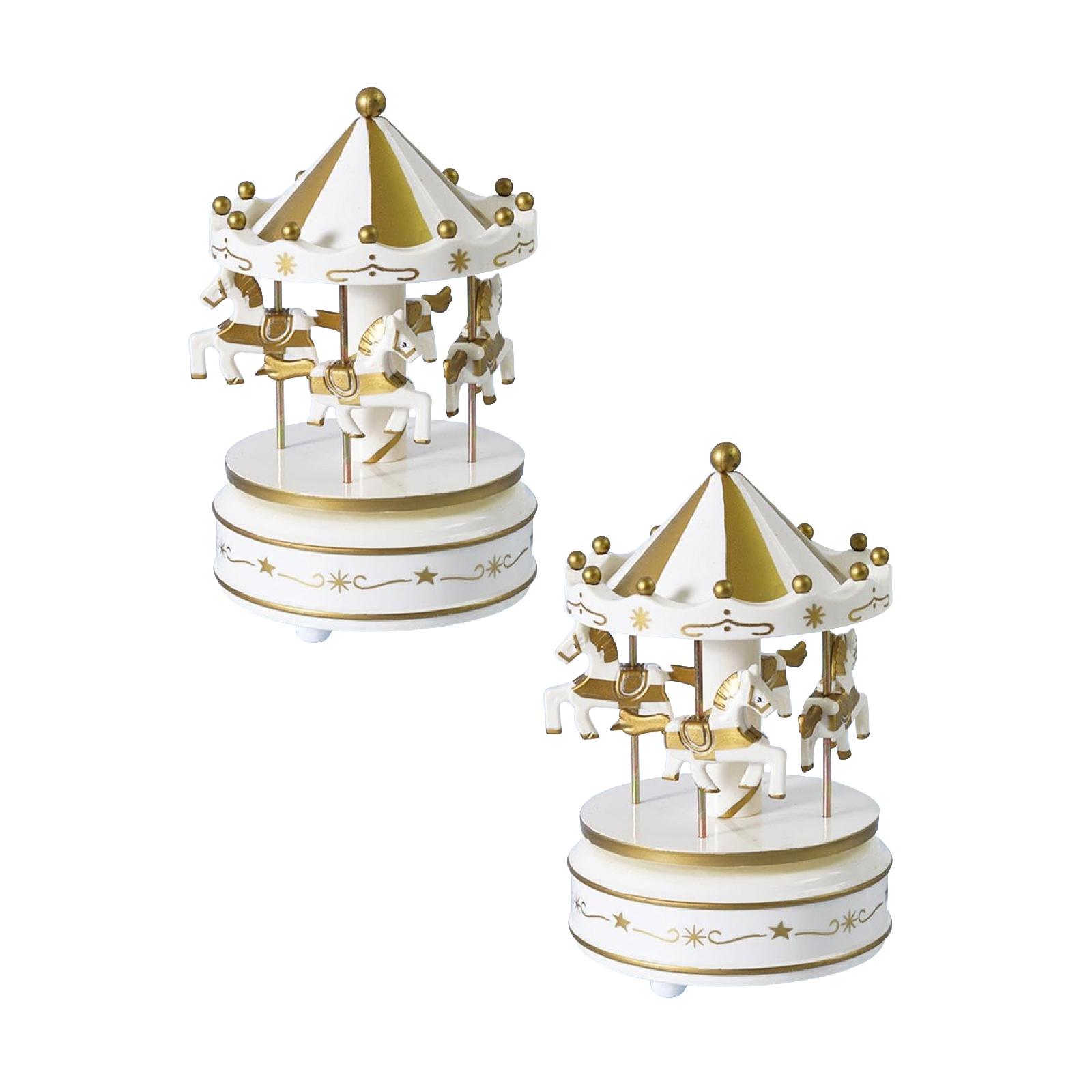 2Pcs Party LightUp Decoration Music Box For Kids 4 Horse Rotating