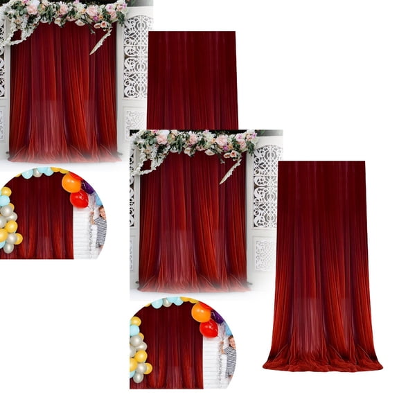 2Pcs Party Sheer Curtain Fabric Event Photo Booth Background Wedding Birthday Anniversary Celebration Event Party