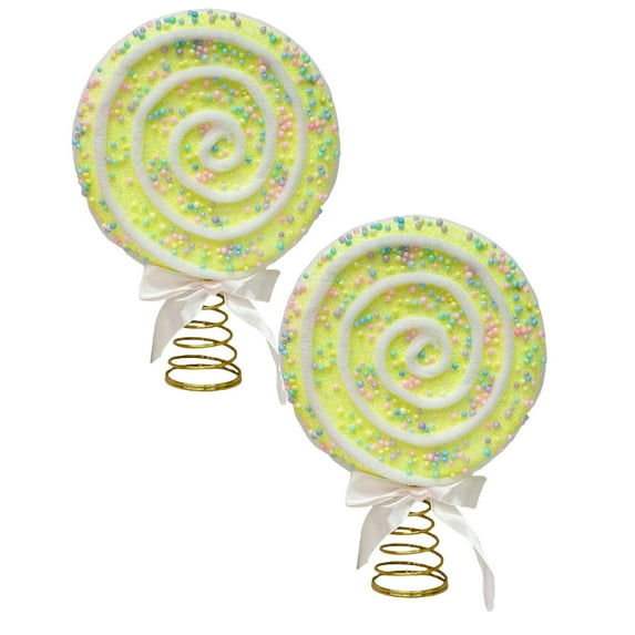 2Pcs Pastel Christmas Tree Candy Topper - Foam Lollipop Candyland Christmas Tree Ornaments, for New Year Xmas, Christmas Decorations
